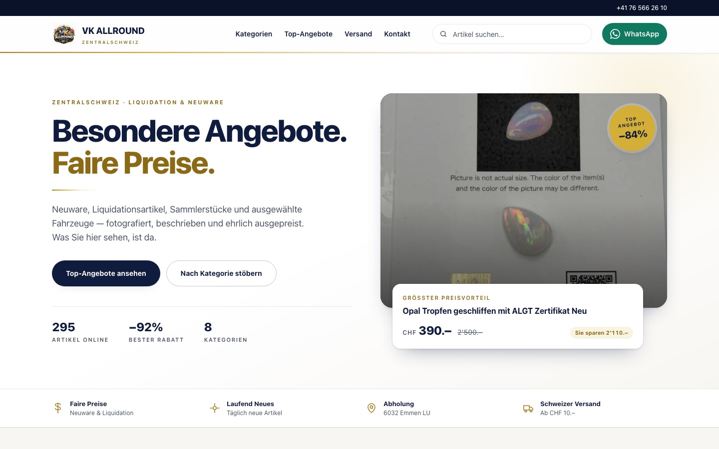 Startseite von vk-zentralschweiz.ch am Computer
